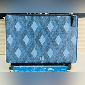New Dunhill Geometric pattern zippered pouch travel storage a5 size w/ box